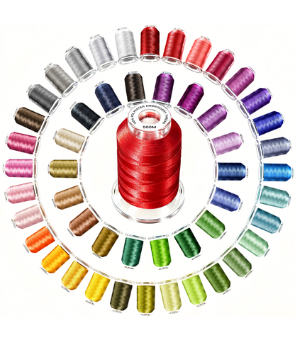 LIUHG AAA-Grade Polyester Embroidery Thread Set - 50 Colors, 550 Yds Each (Lint-Free)