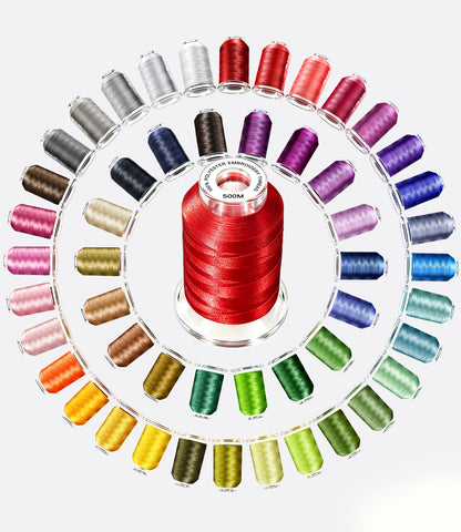 50-Color Polyester Embroidery Thread Set (550 Yards Each)