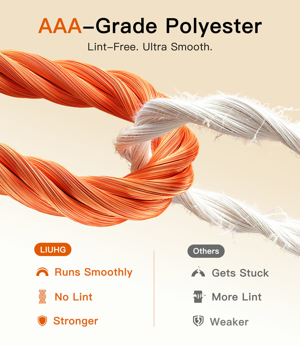 LIUHG AAA-Grade Polyester Embroidery Thread Set - 50 Colors, 550 Yds Each (Lint-Free)