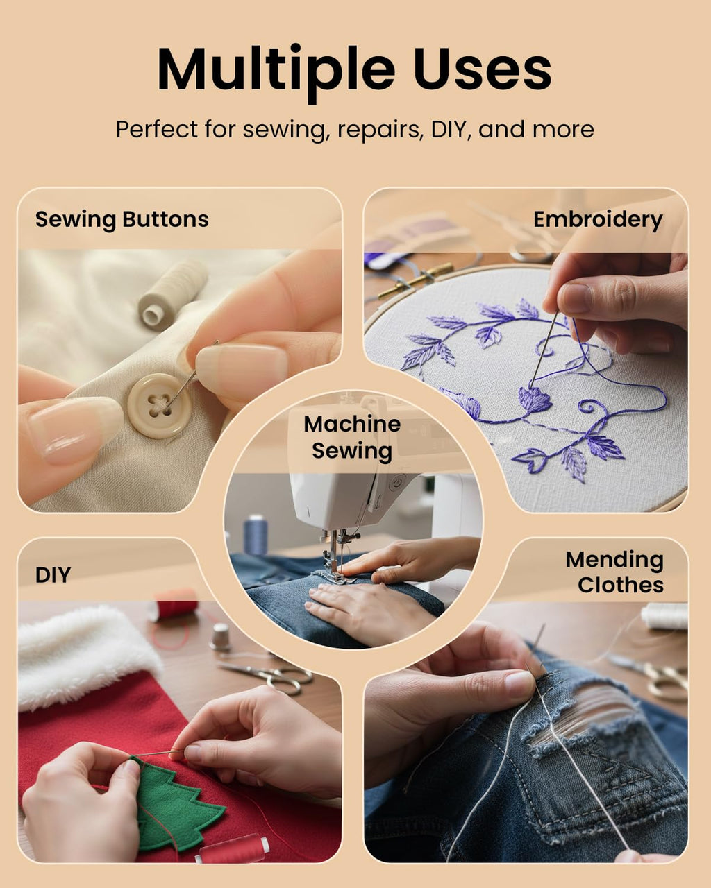 LIUHG Professional Sewing Thread Kit - 48 Colors, 400 Yards Each (96 Pcs)
